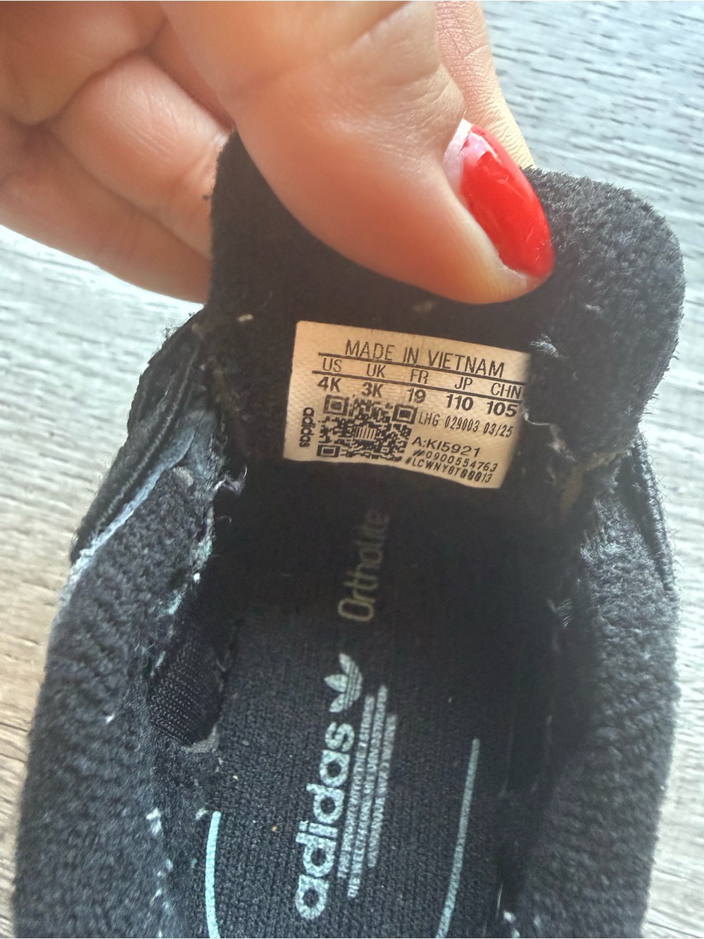 adidas Toddler Kids Black Suede Sneakers with Blue & White Stripes - Picture 5 of 5